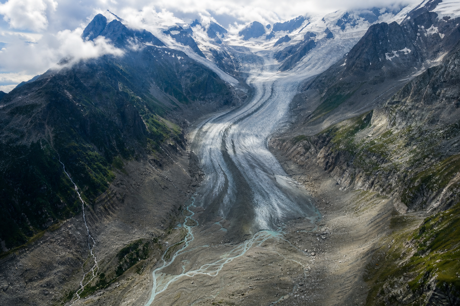A Swiss glacier seen from the air