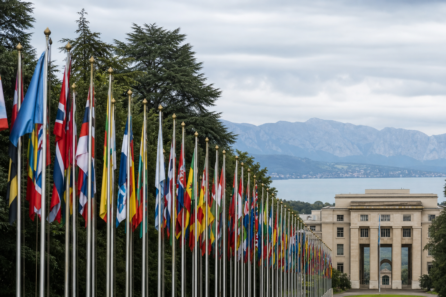 International flags in Geneva