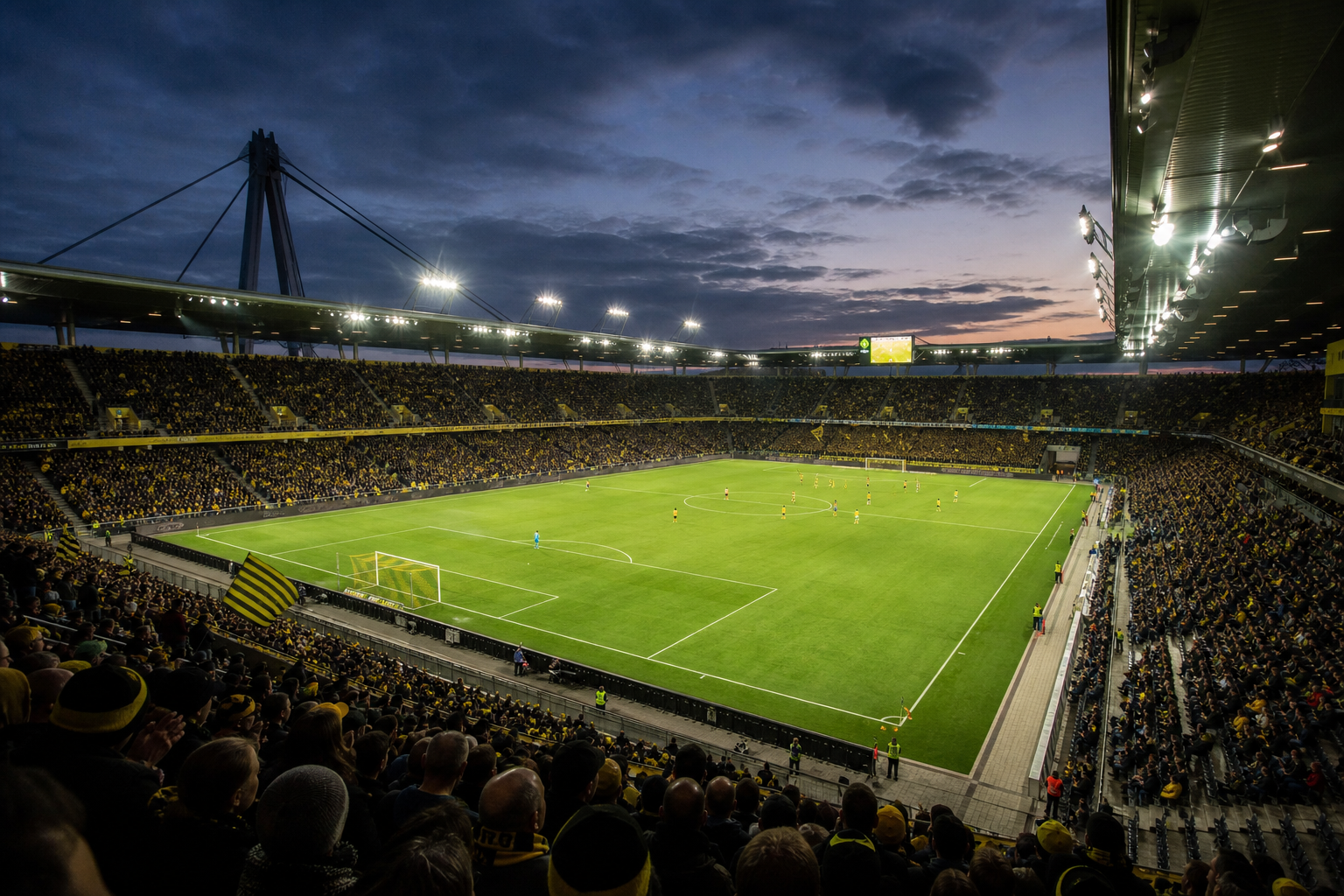 Floodlights over the Wankdorf Stadium pitch in Bern
